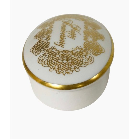 Goebel Trinket Dish Bavaria W Germany Audrey Walters Happy Anniversary White - Picture 6 of 8